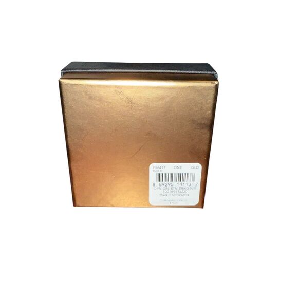 Coach Open Circle Stone Yellow Gold Dangle Earring F56417 & Gift Box NWT VHTF - Picture 11 of 11